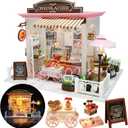 Miniature House Kit, Miniature Dollhouse for Beginners, DIY Dollhouse Kit for Adults to Build, Model Building Craft Diorama Kit, Ideal Gifts for Birthday Christmas(Chocolate Shop)