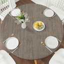 Smiry Round Picnic Tablecloth, Waterproof Elastic Fitted Table Covers for 36" - 44" Tables, Wipeable Flannel Backed Vinyl Tablecloths for Camping, Indoor, Outdoor, Taupe, For Up to 36"-44" Round