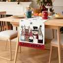 OTOSTAR Gnomes Snowman Elk Merry Christmas Table Runner, Xmas Seasonal Winter Holiday Kitchen Dining Table Decoration for Home Party Decor 13x36 Inch