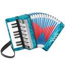 Lotkey 17 Key Piano Accordion, 8 Bass Kids Accordion, Celluloid Body, Metal Cover Accordions Louder Clearer Timbre Than Plastic, Lightweight Design for Children, Beginners to Practice (Azure Blue)