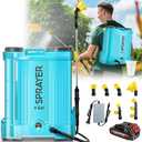 Backpack Sprayer 4 Gallon, 80 PSI Adjustable Pressure Electric Sprayer, Battery Powered Garden Sprayer with 21V 2.6Ah Battery, 6 Mist Nozzles, Telescopic Wand, Battery Backpack Sprayers for Yard, Lawn