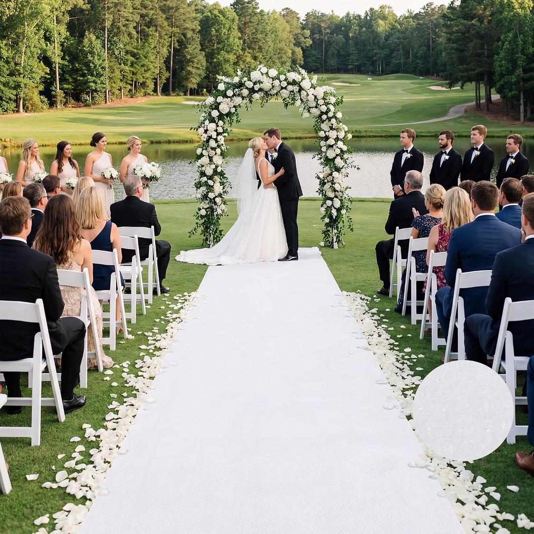 HOMBYS 260GSM Heavyweight White Aisle Runner for Wedding Ceremony with Non-Slip Backing, 20 x 3 ft Indoor & Outdoor Bride Floor Runner for Church, Beach, Party & Prom Decor