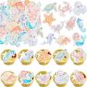 Gyufise 60Pcs Edible Mermaid Cupcake Toppers Octopus Seahorse Turtles Cupcake Picks Edible Under the Sea Party Decorations for Ocean Animal Theme Baby Shower Birthday Party Cake Decoration Supplies (Purple)