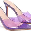 Women'S Clear Pointed Open Toe Stiletto Heel Slide Sandals Fashion Sexy Slip On Transparent Strap High Heels Mules Summer Backless Party Wedding Prom Dress Shoes, 37