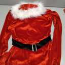 Women Christmas Santa Costume Long Sleeve Flared Jumpsuit with Santa Hat Set Velvet Mrs. Claus Cosplay Outfits, (Red, L)