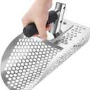 GADFISH Sand Scoop for Metal Detecting, Heavy Duty Metal Detector Beach Finds Scoop, Stainless Steel Metal Detecting Tool Digging Shovel Fast Sifting Stainless Steel Shovel, Slver