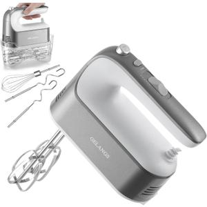 GELANGS-400W Hand Mixer with Turbo Boost - 5-Speed, One-Touch Release, Copper Motor - 3 Dishwasher-Safe Attachments - 110V Heavy Duty Mixer for Baking, Whipping & Dough