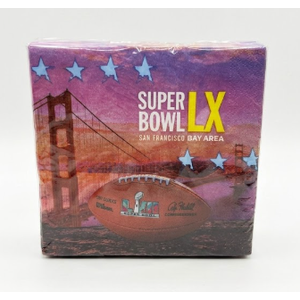 Super Bowl LX 2026 Disposable Paper Beverage Napkins – 16 Ct. 12 7/8in X 12 3/4 In
