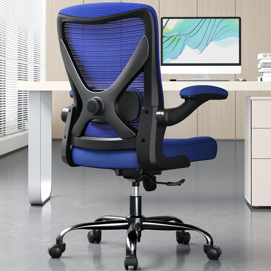 Ergonomic Office Chair - X-Shaped Computer Desk Chair Comfy, Gaming Chair, Office Chair with Lumbar Support, Mesh Office Chairs, Desk Chair for Long Hours(Black Blue)