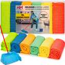 HELOMOR 6 Extra Large Microfiber Cleaning Cloths, 30"x18" Floor Towels for Squeegee Mop, Reusable Multi-Purpose Cleaning Rags for House, Kitchen, Car & Windows, Highly Absorbent, Lint-Free