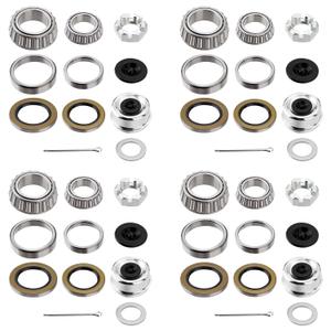 4 Sets Trailer Hub Wheel Bearing Kit 25580/25520 LM67048/LM67010 with Grease Seal 10-36 (or 10-10), Fit for 5200-6000 lbs Tandem Axles #D42 Spindle