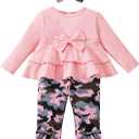 FOCUTEBB Baby Girl Clothes 18-24 Months Infant Girl Sweatshirt Outfits Fall Winter Outfits Long Sleeve Ruffle Tops Camo Pants Sets Headband Pink 18 24 Months
