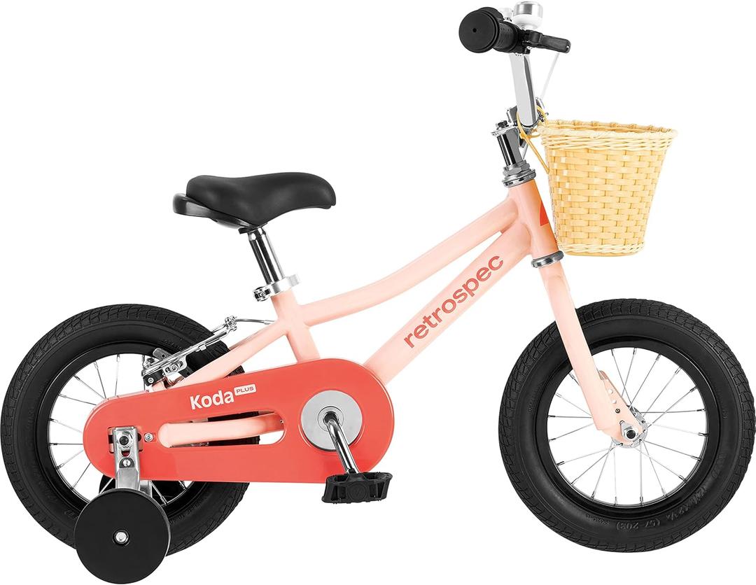 Retrospec Koda Plus Kids Bike for Boys & Girls Ages 2-3 Years - 12" Children's Bicycle, Adjustable Seat & Handlebars, Removable Training Wheels, Front Hand Brakes, Rear Coaster Brake & Safety Bell