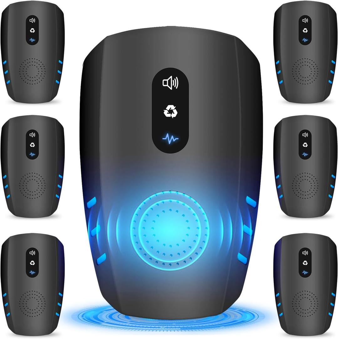 2025 Upgraded Ultrasonic Pest Repellent Indoor Insect Repeller, Pest Control, Repellent Roach, Mouse, Mosquito, Mice, Spider, Bugs, Ant, Rodent Repellent Ultrasonic Plug in,Black 6pack