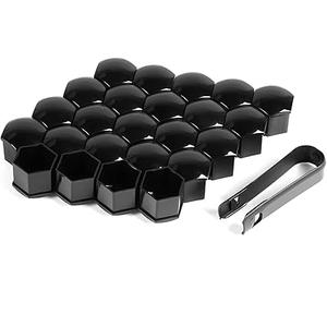 MIKKUPPA 20PCS Lug Nut Covers - Black 21 mm Inner Hex Plastic Wheel Bolt Dust Caps Auto Rims Nut Exterior Protection with Removal Clip