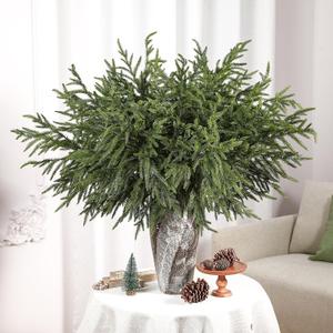 Alupssuc 27 Inch Norfolk Pine Stems, 18 Pcs Real Touch Norfolk Pine Branch, Christmas Greenery Stems for Vase DIY/Garland Making/Table Decoration, Xmas Decor for Indoor, Outdoor & Home