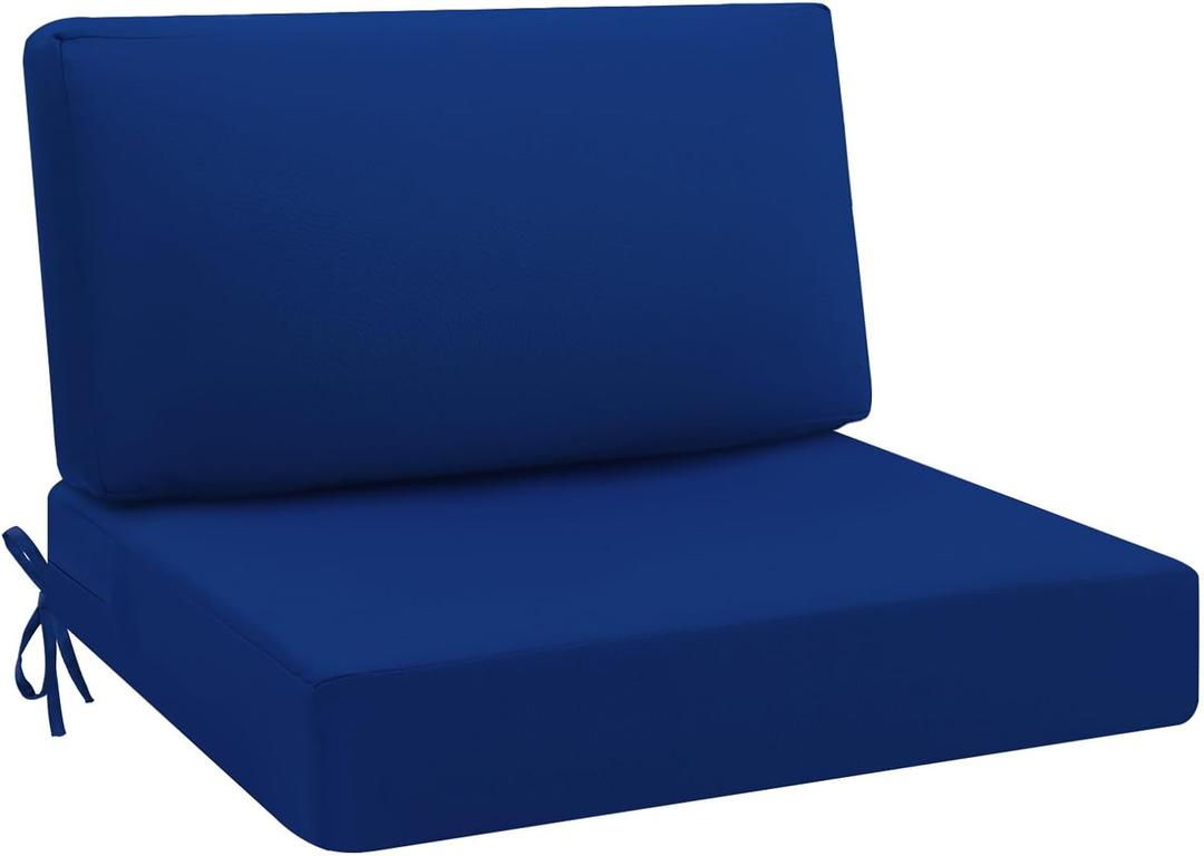 idee-home Outdoor Cushions for Patio Furniture, Outdoor Seat Cushion, Waterproof Hampton Bay Deep Seat Replacement Couch Chair Cushions for Garden Lawn Backyard Deck, 26.5 x 26.5 Navy Bue (26.5 x 26.5 In, Dark Cerulean)