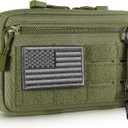Tactical Molle Admin Pouch Utility Laser Cut EDC Tool Pouch Bag Horizontal Modular Pouches Include US Flag Patch and Keychain (Army Green)