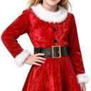 Gomukot Direct Girls Mrs. Santa Claus Costume Girls Christmas Dress for Kids Xmas Cosplay Party (9-10 Years)
