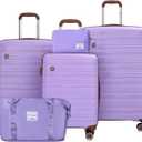 Travelhouse 3 Piece Luggage Sets with Spinner Wheels, Hardshell PP Suitcase Set with Tsa Lock, Lightweight Hardside Travel Suitcases with Waterproof Duffle Bag for Men Women (PURPLE)