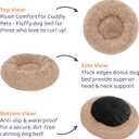 Donut Dog Bed - Premium Comfort for Anxiety Relief - Fluffy & Calming Design with Ultra-Plush Support | Cozy Round Dog Bed with Super Soft Circle Style (Size M Camel)