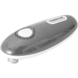 Farberware Compact Battery Operated Hands-Free Automatic Can Opener for any Size Can with Magnet to Safely Remove Lid, Seamless Opening Decreases Sharp Edges for Easily and Safely Opening Cans, Gray (9.06 x 2.56 x 2.17 Inch)