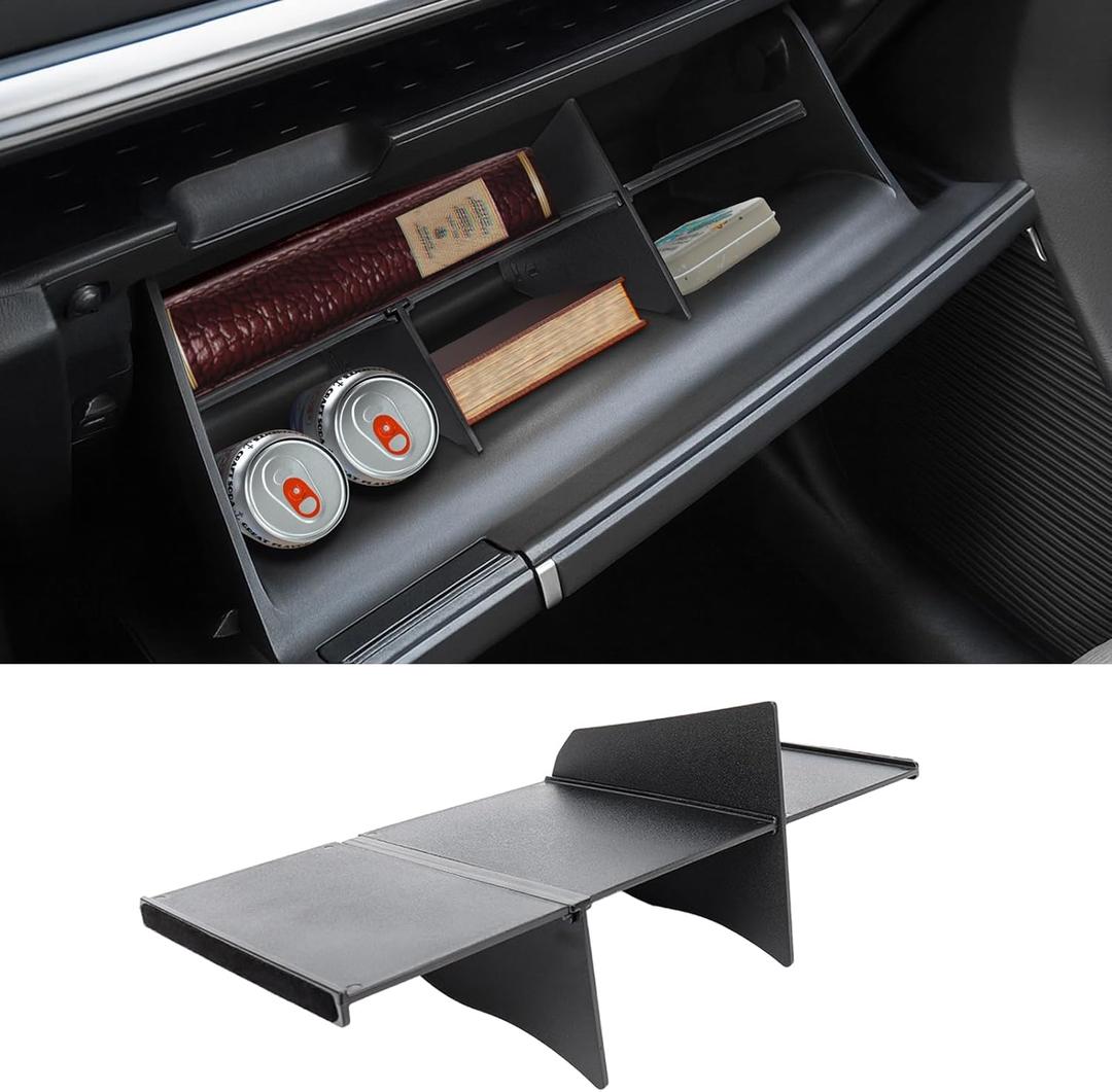Glove Box Divider Organizer Compatible with 2024 2025 2026 Hyundai Santa Fe Insert Divider Tray ABS Secondary Storage Interior Accessories