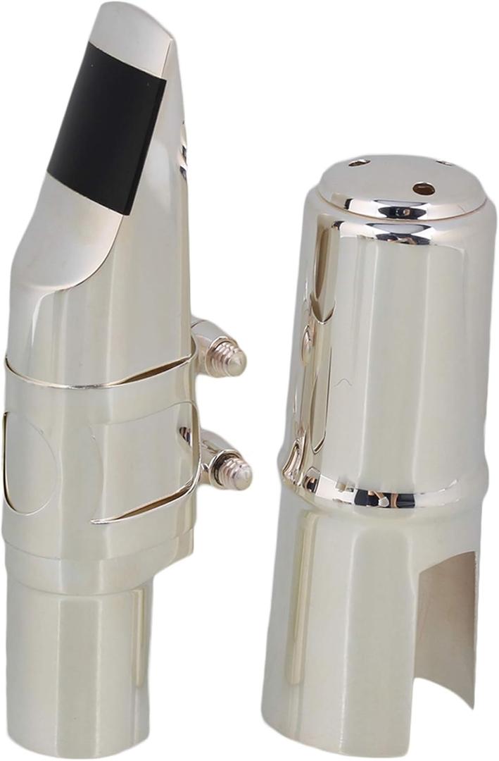 Yibuy #7 Silver Nickel-plated B-flat Soprano Saxophone Mouthpiece with Ligature Reed