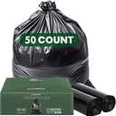 50 Count 55-60 Gallon Trash Bags, Large Garbage Bags Sturdy & Tear-Resistant Commercial Can Liners 55 Gallon, Large Black Trash Bags for Commercial, Lawn and Leaf Bags (50 Count)
