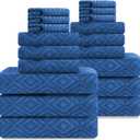 Smuge 18-Piece Bath Towel Set, Include 6 Bath Towel Sheets, 6 Hand Towels and 6 Washcloths - Highly Absorbent Quick Dry 100% Microfiber,Ultra Soft Bathroom Towel Set (Navy Blue)
