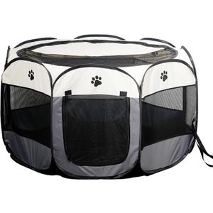 Portable Pet Playpen, Dog Playpen Foldable Pet Exercise Pen Tents Cat House Playground for Puppy Kitten Indoor Outdoor Travel Camping Use (Large (44.8"X44.8"X22.8"), Gray)