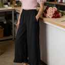 Women's Wide Leg Pants High Waist Ruffle Hem Casual Loose Cropped Trousers Solid Color Lightweight Daily Lounge, XL