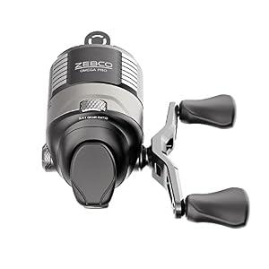 Zebco Omega Pro Spincast Fishing Reel, Size 20 Reel, Dual Ceramic Pick-up Pins, Solid-Brass Pinion Gear, GlideLine ll Line Retrieval System, Pre-Spooled with 6-Pound Fishing Line, Braid Ready, Black