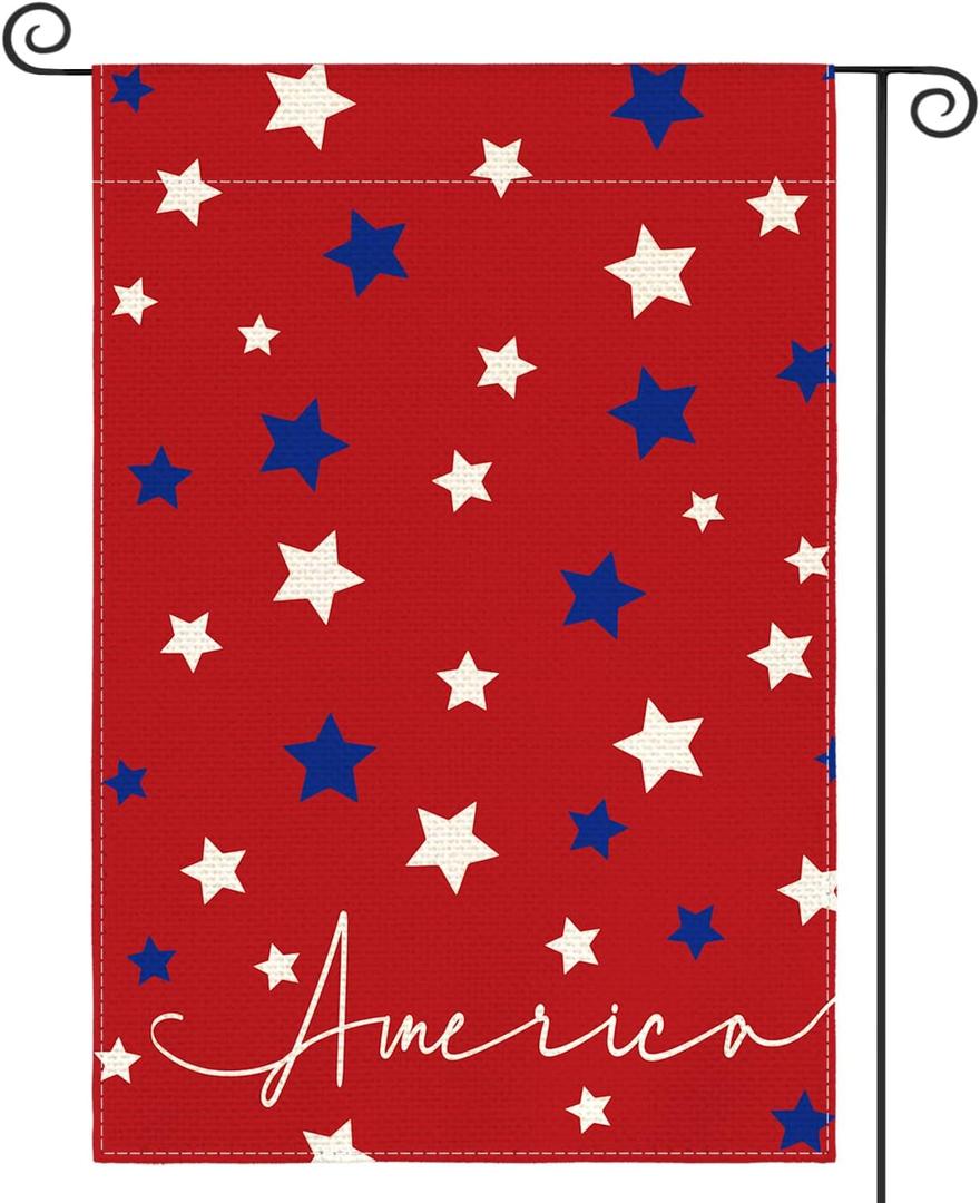 AVOIN colorlife 4th of July America Garden Flag 12x18 Inch Double Sided Outside, Independence Day Patriotic Stars Yard Outdoor Decoration