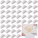 Colingmill 48 Pcs Small Size White Table Number Stands Wooden Lightweight Table Name Holder Semicircular Design Place Cardholders Office Tag Photo Menu Wedding Banquet Birthday Party Restaurant