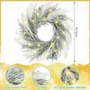Juexica 19.7 Inch Lighted Christmas Wreaths for Front Door Flocked Norfolk Pine Wreaths with Boho Pampas Grass White Coastal Xmas Decor for Indoor Outdoor Wall Window Home Xmas Seasonal Decor