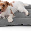 Bedsure Washable Dog Crate Pad for Medium Dogs, Anti-Slip Puppy Kennel Dog Bed for Crate - Ultra Soft Fleece Flat Thin Pet Mat (Not Chew Proof), Light Grey 29"x18"