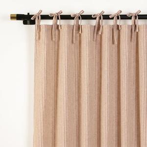 THE ART BOX Natural Linen Gauze Tie Top Sheer Semi Blackout Striped Curtains for Bedroom Filtering Hanging Substitute Windows Home Décor Curtain, Maroon on Beige, 2 Panel Sets, (84"x42" inch Each)