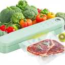 TOKIT Food Saver Vacuum Sealer Machine, 5-in-1 One-Touch Automatic with Dry, Moist, Manual Modes and External Vacuum System, Compact Small Design with 5 Vacuum Bags for Kitchen, Picnic, Travel, Green