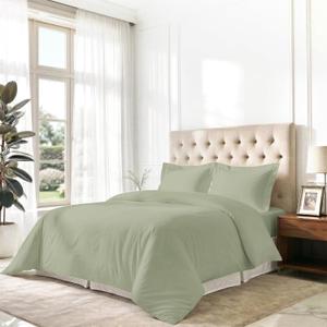Pizuna Royale 100% Cotton Duvet Cover Single Size 140x200 cm Light Sage, 1000 Thread Count Thick Exquisite Long Staple Cotton Sateen Weave Quilt Cover with 1 Pillowcase (Light Sage Bedding Set)