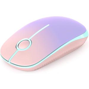 Unipows Wireless Mouse - 2.4G Slim Portable Computer Mouse with Nano Receiver, Less Noise Mobile Optical Mice for Notebook, PC, Laptop, Computer, Mac (Gradient Pink to Purple)