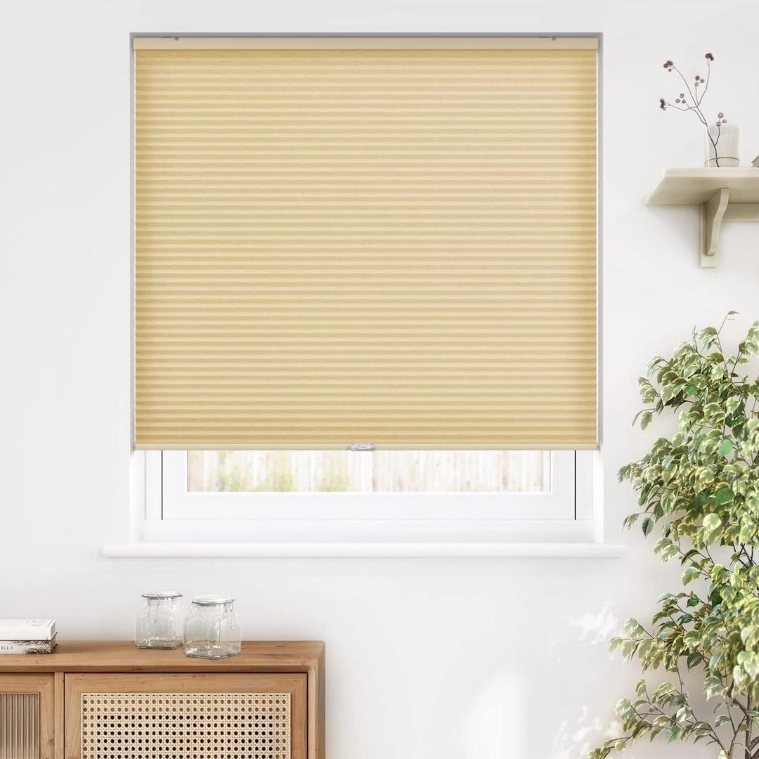 LazBlinds Cordless Cellular Shades, Light Filtering Honeycomb Shades for Home, Thermal Insulation Noise Reduction Blinds for Windows, 31'' W x 64'' H, Yellowish-Brown