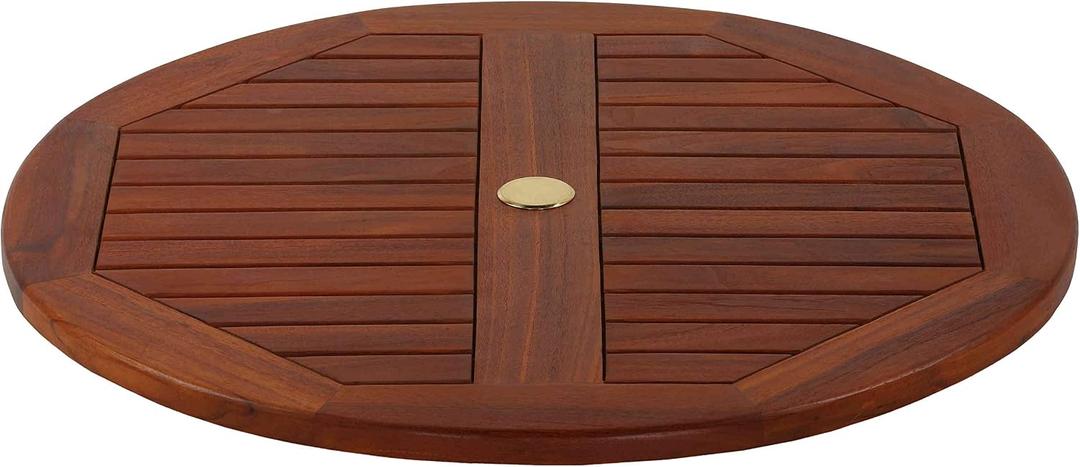 Bare Decor Indoor/Outdoor Solid Teak Wood Spinning Lazy Susan, Extra Large 32" Round