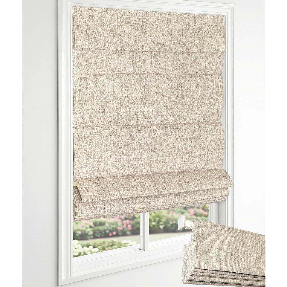 EINZUFUF Blackout No Drill Roman Shades, 23" W x 64" H, Beige | Cordless Roman Shades for Indoor Windows, Thermal Insulated Room Darkening Fabric Blinds for Bedroom & Living Room
