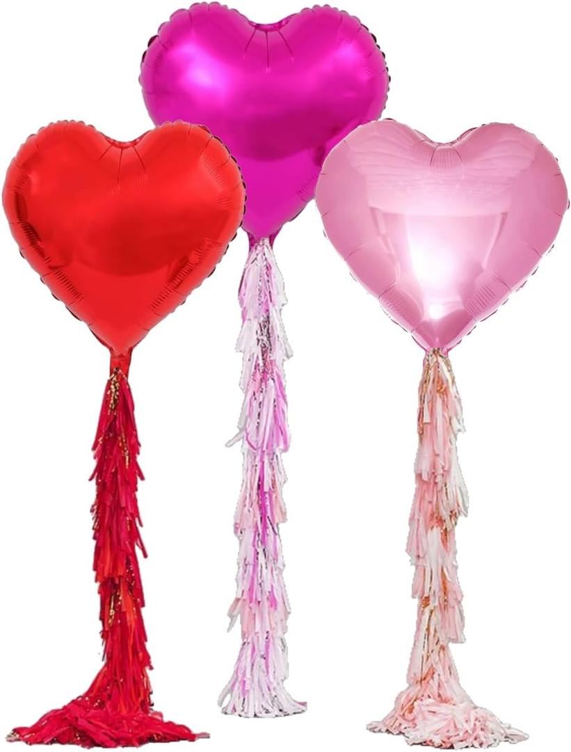 Jumbo Heart Balloons 32" Foil Love Balloons Balloons for Valentines Day Propose Marriage Wedding Anniversary Backdrop Birthday Party Supplies (PINK+RED+LIGHT PINK)