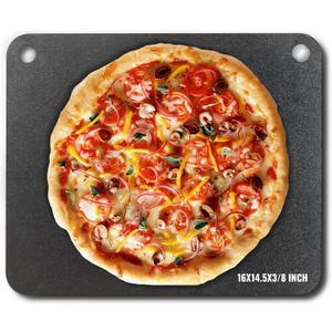 VEVOR Pizza Steel, 16" x 14.5" x 3/8" Pizza Steel Plate for Oven, Pre-Seasoned Carbon Steel Pizza Baking Stone with 20X Higher Conductivity, Heavy Duty Pizza Pan for Outdoor Grill, Indoor Oven, 16" x 14.5" x 3/8" Rectangular
