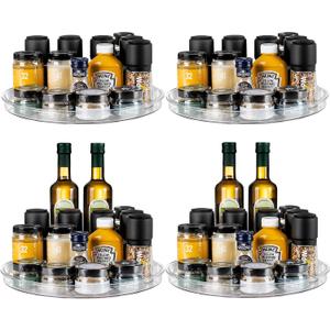 vacane 4 Pack Turntable Organizer Non-Skid, Large 13" Cabinet Lazy Susan Clear Turntable Organizer for Pantry Lazy Susan Organizer, Storage Containers for Kitchen, Countertop