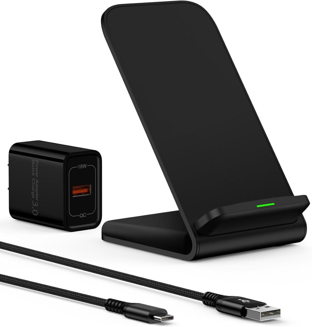 15w Android Wireless Charging Stand for Google Pixel 9 Pro XL 8 Pro 7 pro 7a 7 6 pro, QI Wireless Charger Station for Samsung Galaxy S24 S23 S25 Ultra Apple iPhone 16e 16 15 14 Power Adapter Included