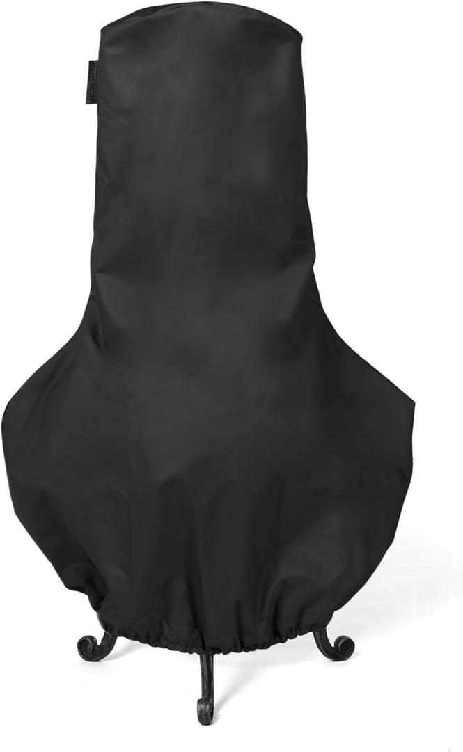 Covermates Classic Chiminea Cover All-Weather Water-Resistant Heavy-Duty Vinyl Outdoor Clay Chiminea Protector with Elastic Hem for Patios and Backyards, 28DIAMETER x 48H, Black