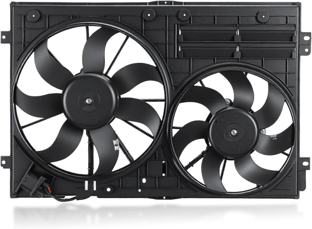 GEARLAST Radiator Fan Engine, Replacement Dual Radiator & Condenser Cooling Fan Assembly Fit for Volkswagen Jetta 2.0L VW Tiguan for Audi A3 TT 1K0121205AD9B9
